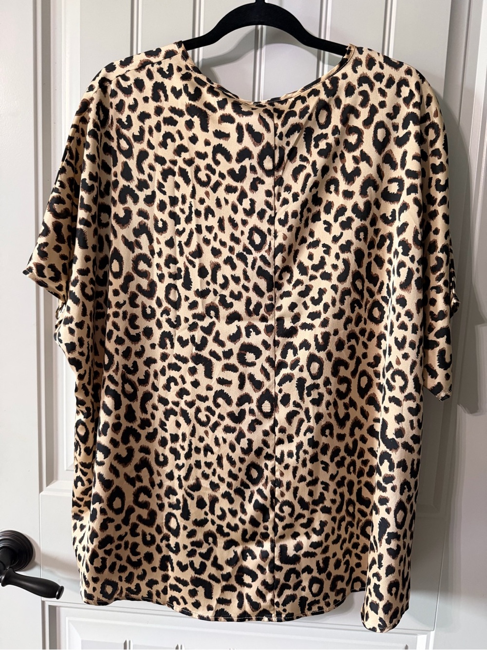 JODIFL Leopard Print V-Neck Short Sleeve Top in Tan and Black - Picture 3 of 5